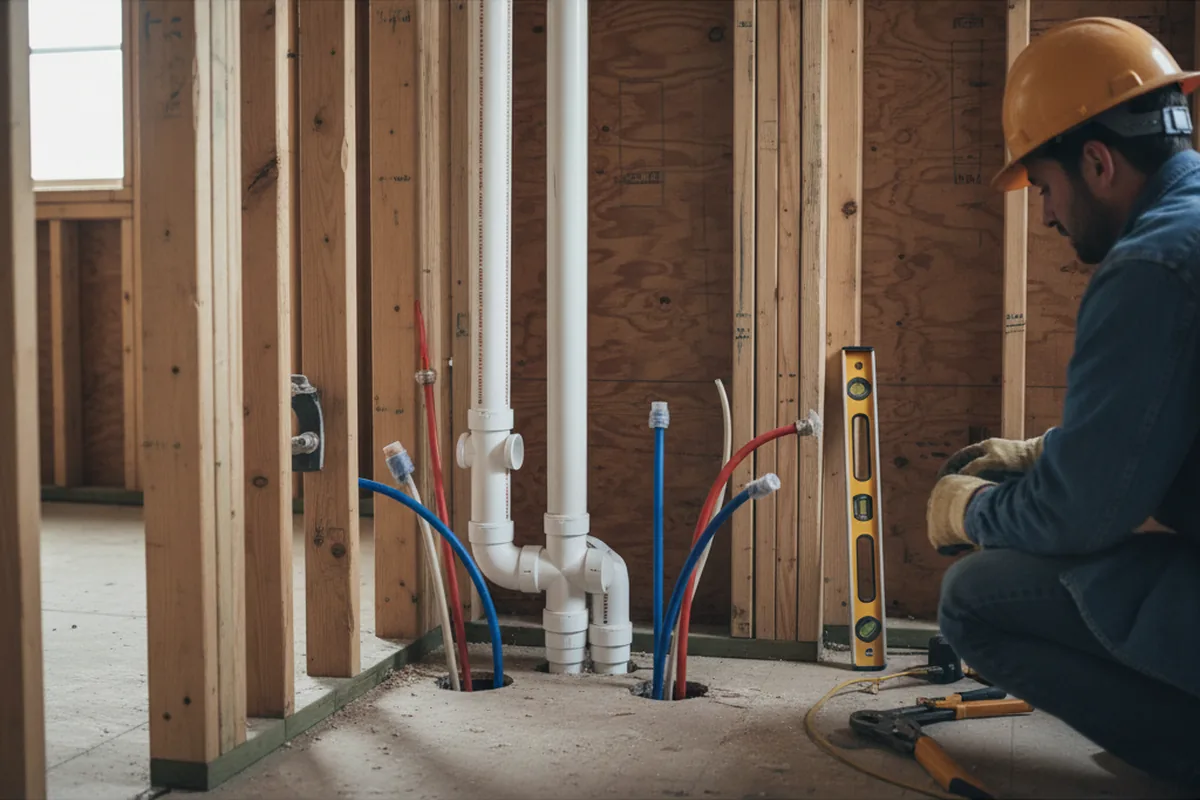 Drain and supply rough-in during Leak Detection in Pleasant Garden